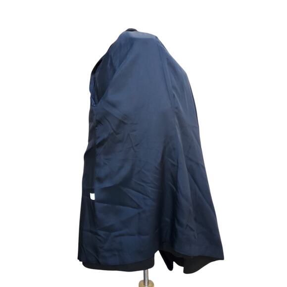 VTG Alorna Green Wool Coat Black Faux Fur Shearling Trim Open Front Fits L/XL - Picture 10 of 12